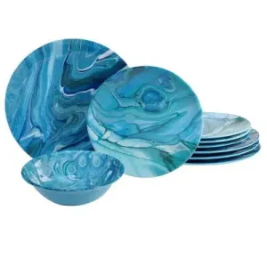 12pc Melamine Fluidity Dinnerware Set Blue - Certified International