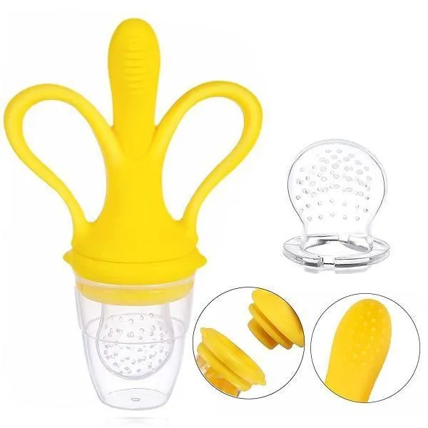 2 in 1 Baby Banana Teether & Baby Safety Feeder - Assorted Colours