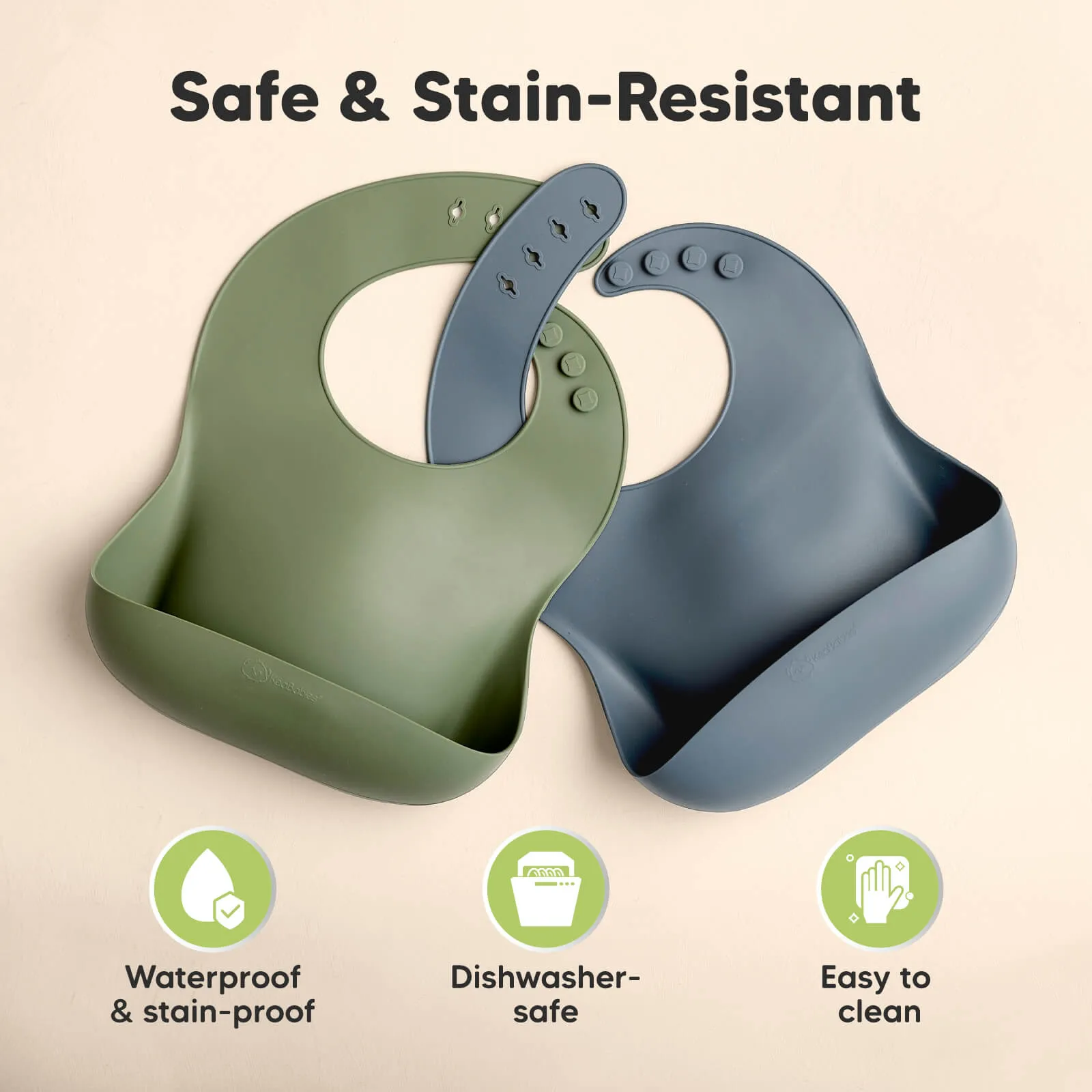 2-Pack Prep Silicone Bibs (Slate)