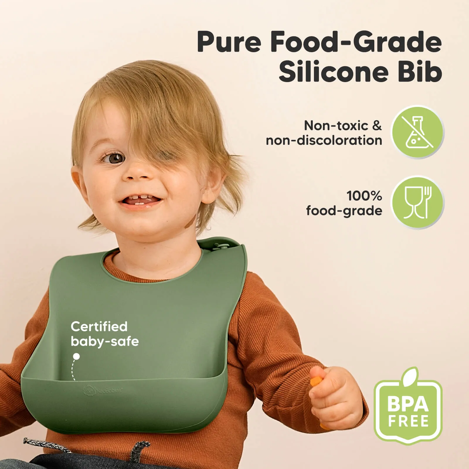 2-Pack Prep Silicone Bibs (Slate)