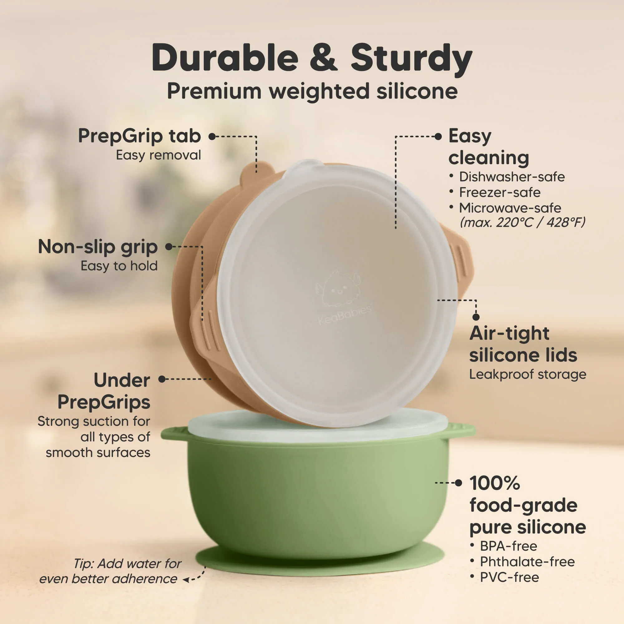 2-Pack Prep Silicone Suction Bowls (Desert)