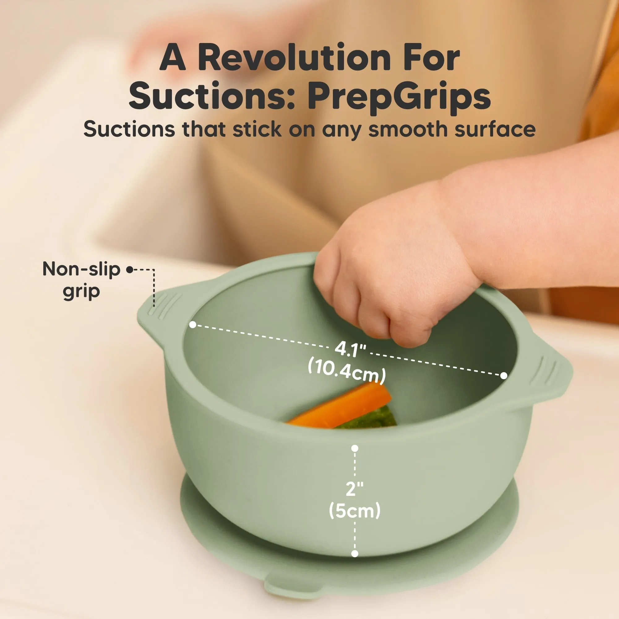 2-Pack Prep Silicone Suction Bowls (Sage)