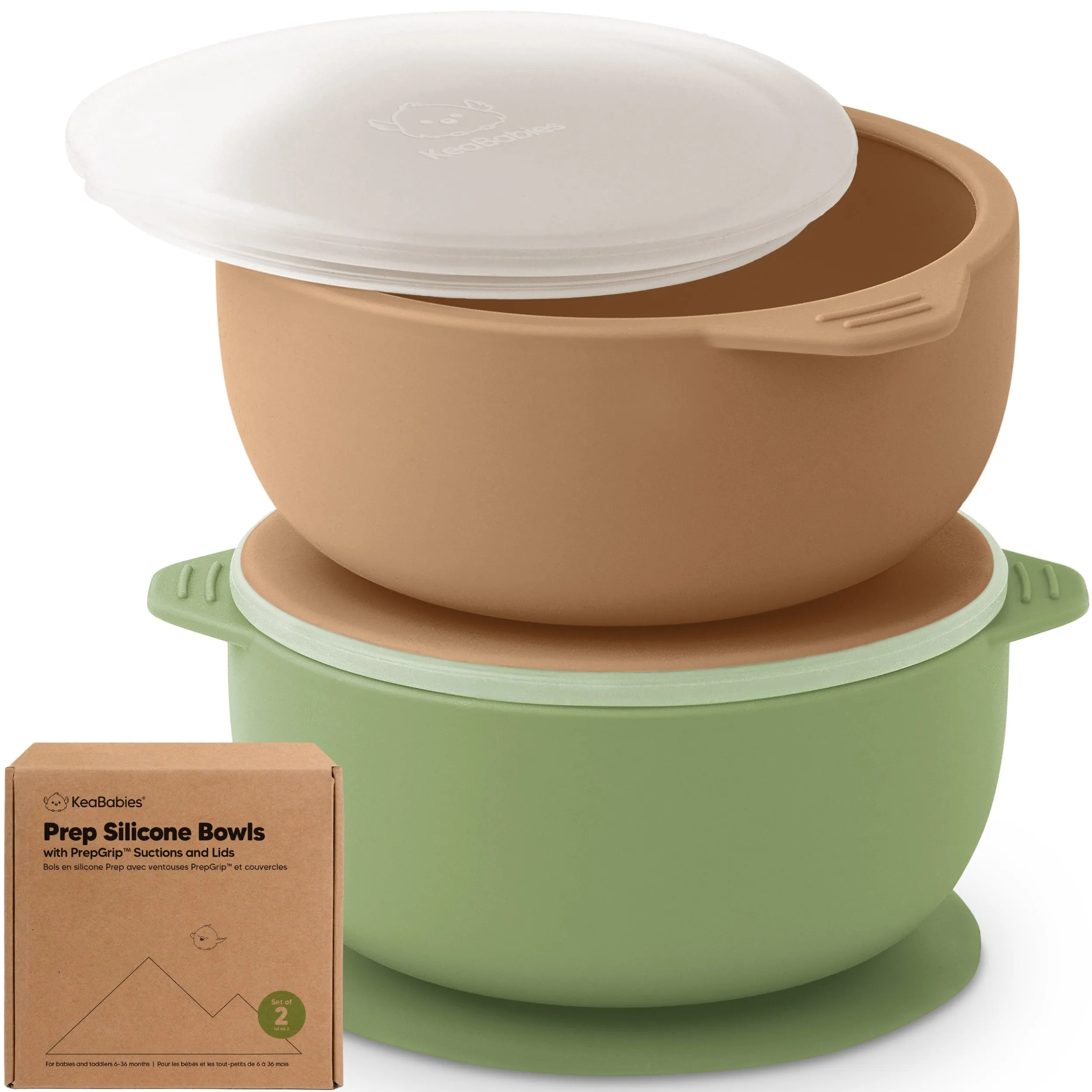 2-Pack Prep Silicone Suction Bowls