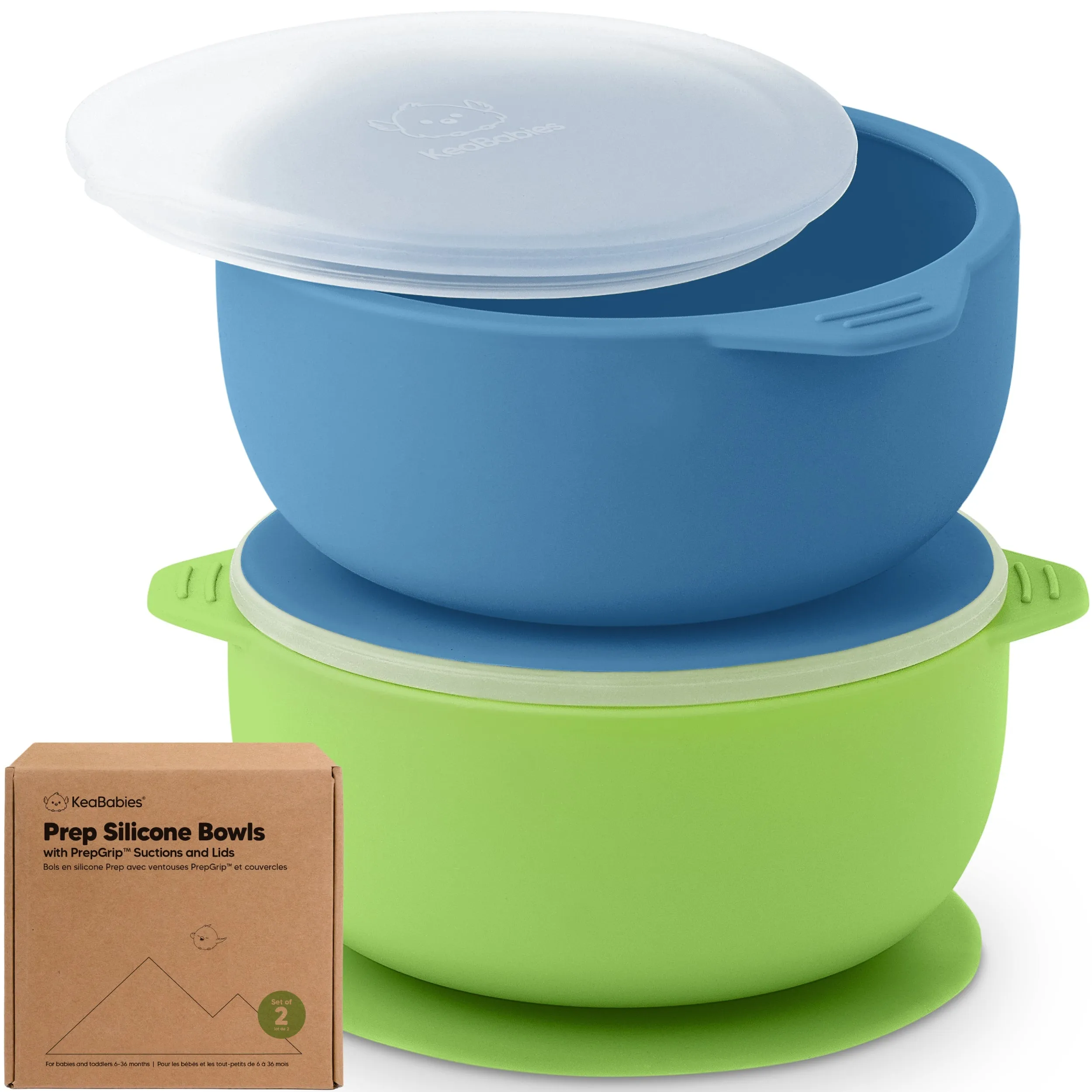 2-Pack Prep Silicone Suction Bowls