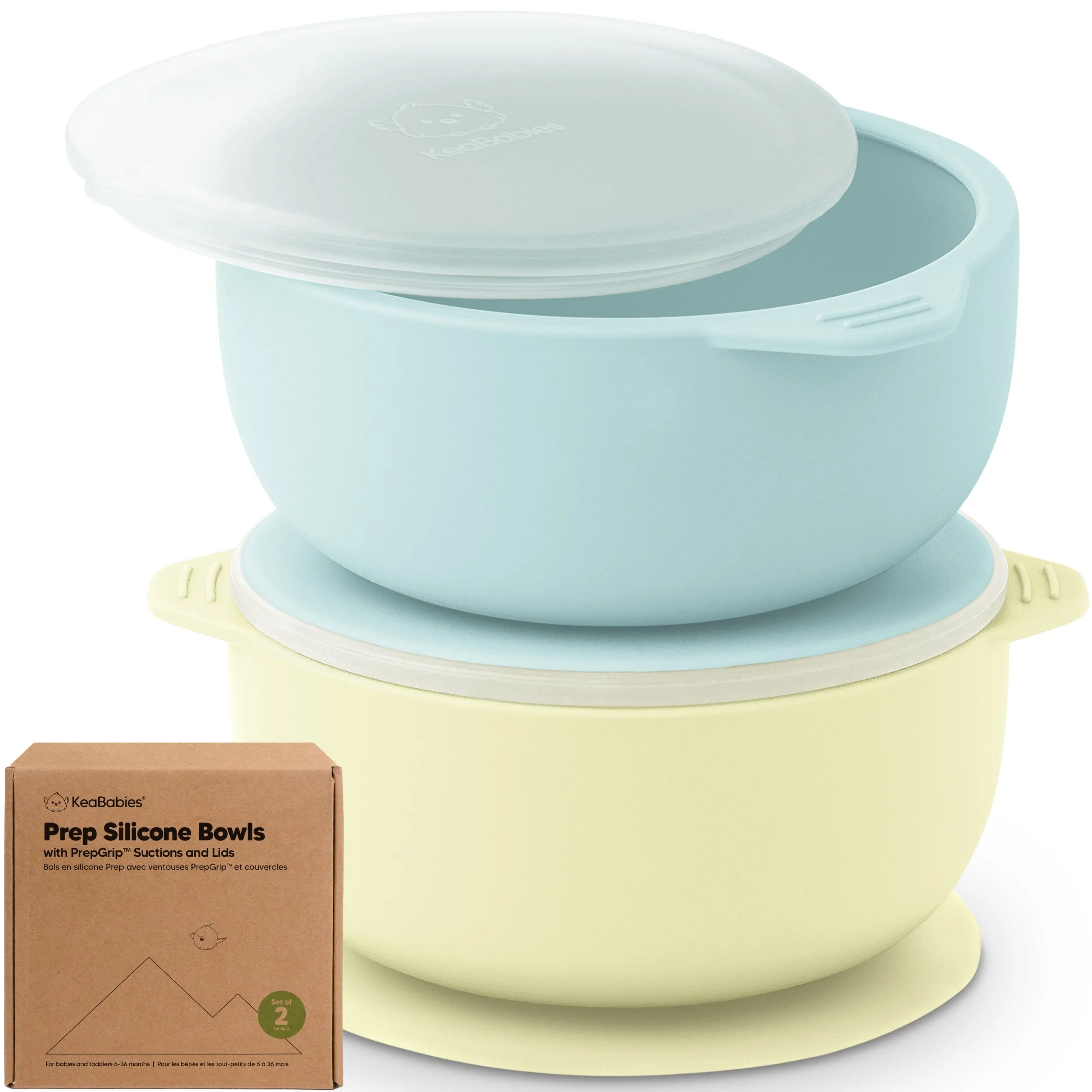 2-Pack Prep Silicone Suction Bowls