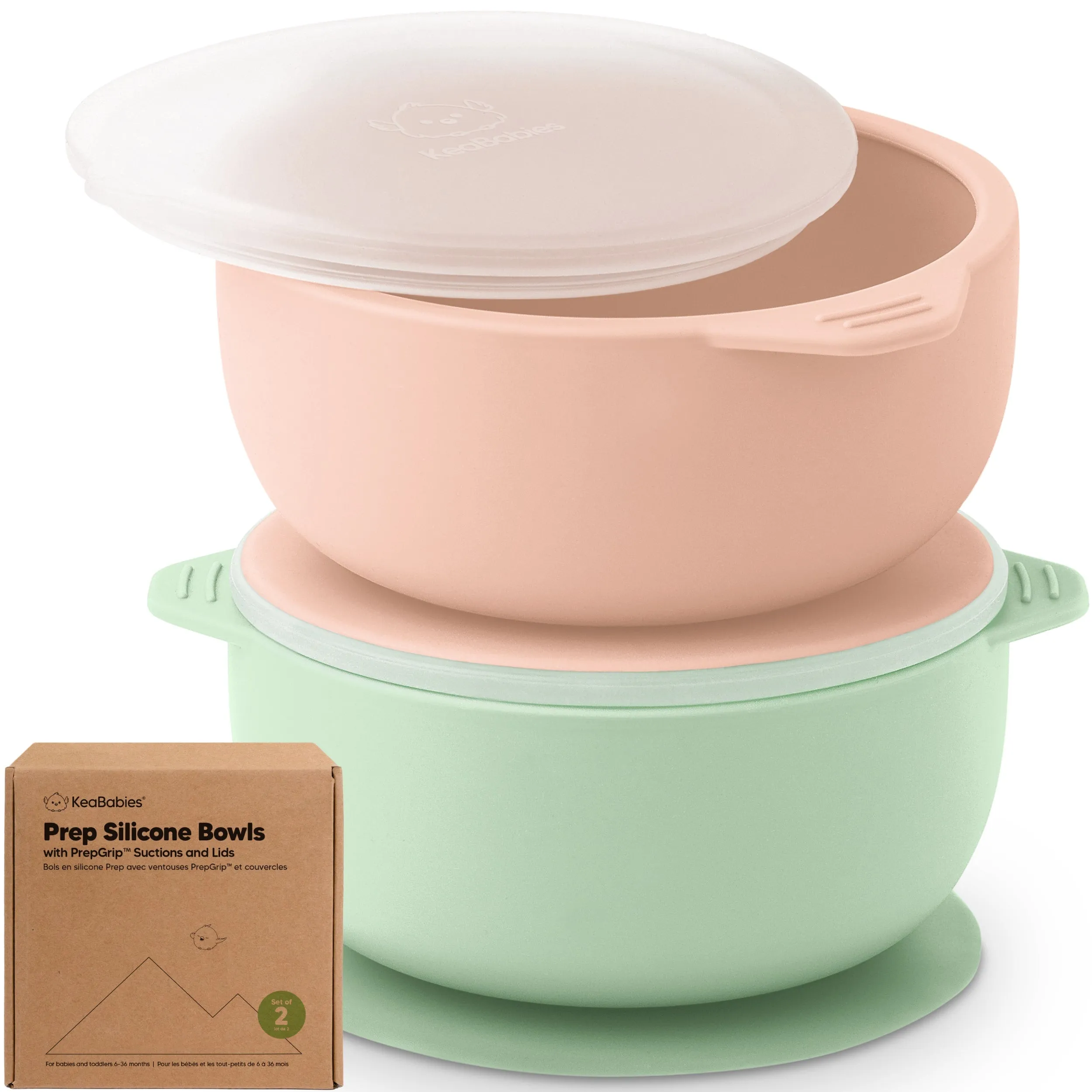 2-Pack Prep Silicone Suction Bowls