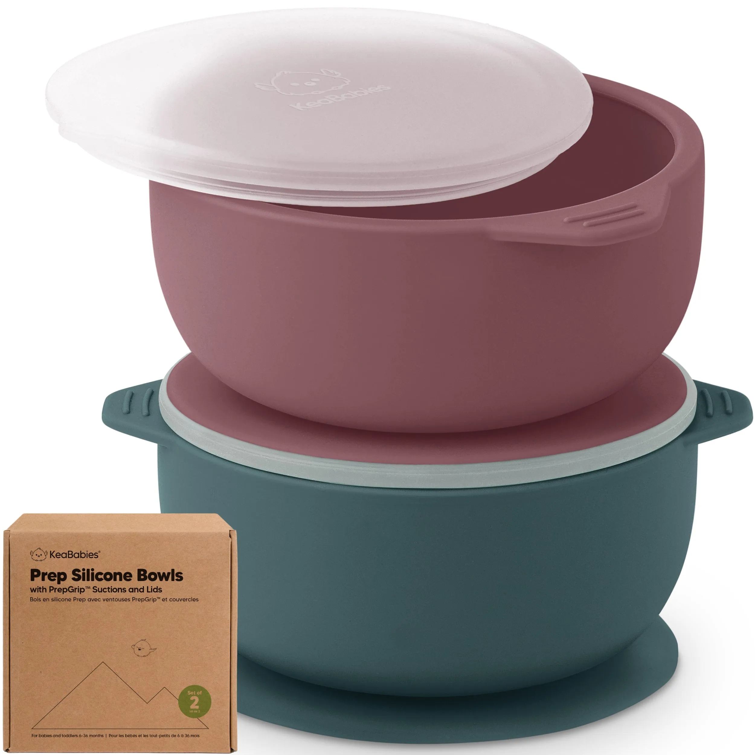 2-Pack Prep Silicone Suction Bowls