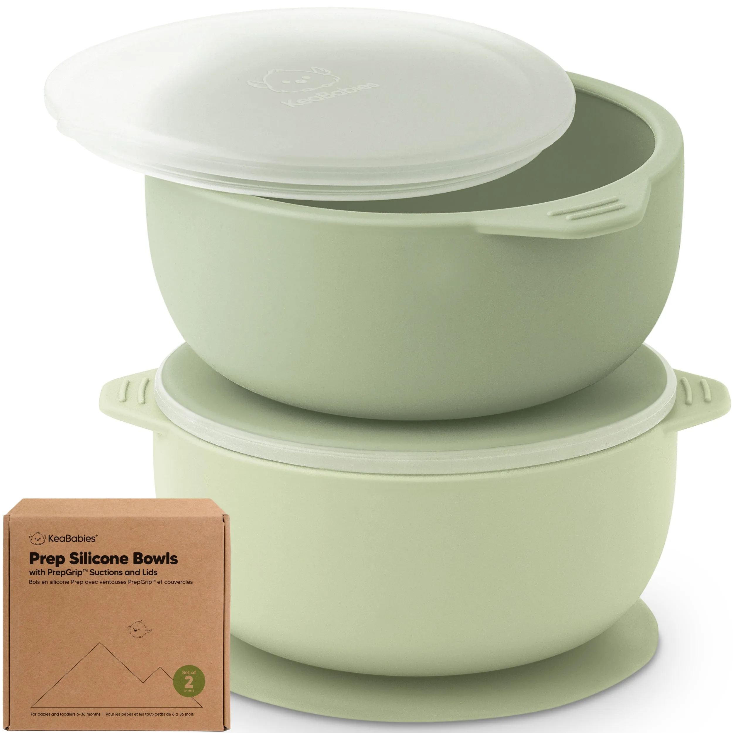 2-Pack Prep Silicone Suction Bowls