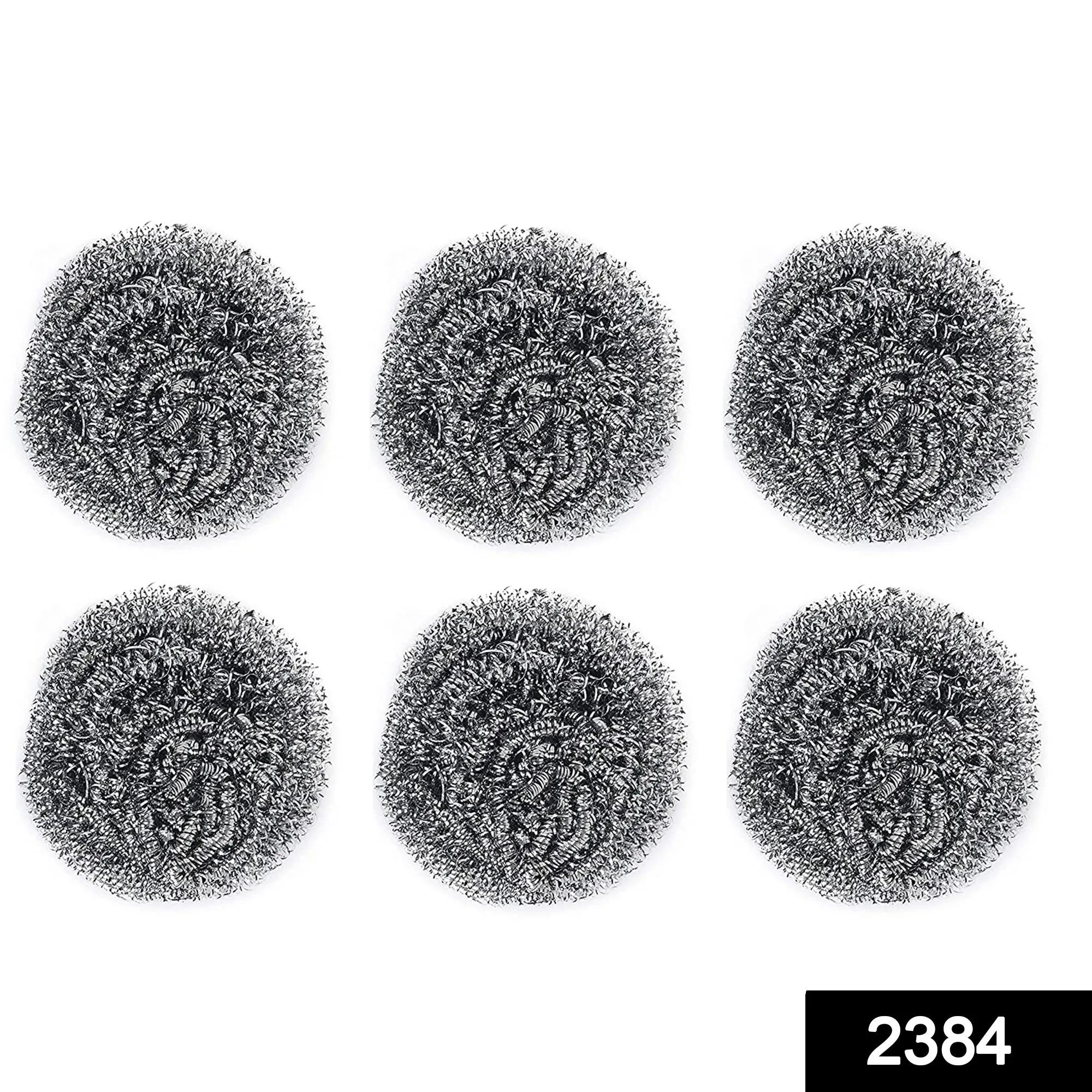 2384 Round Shape Stainless Steel Scrubber (Pack of 6)