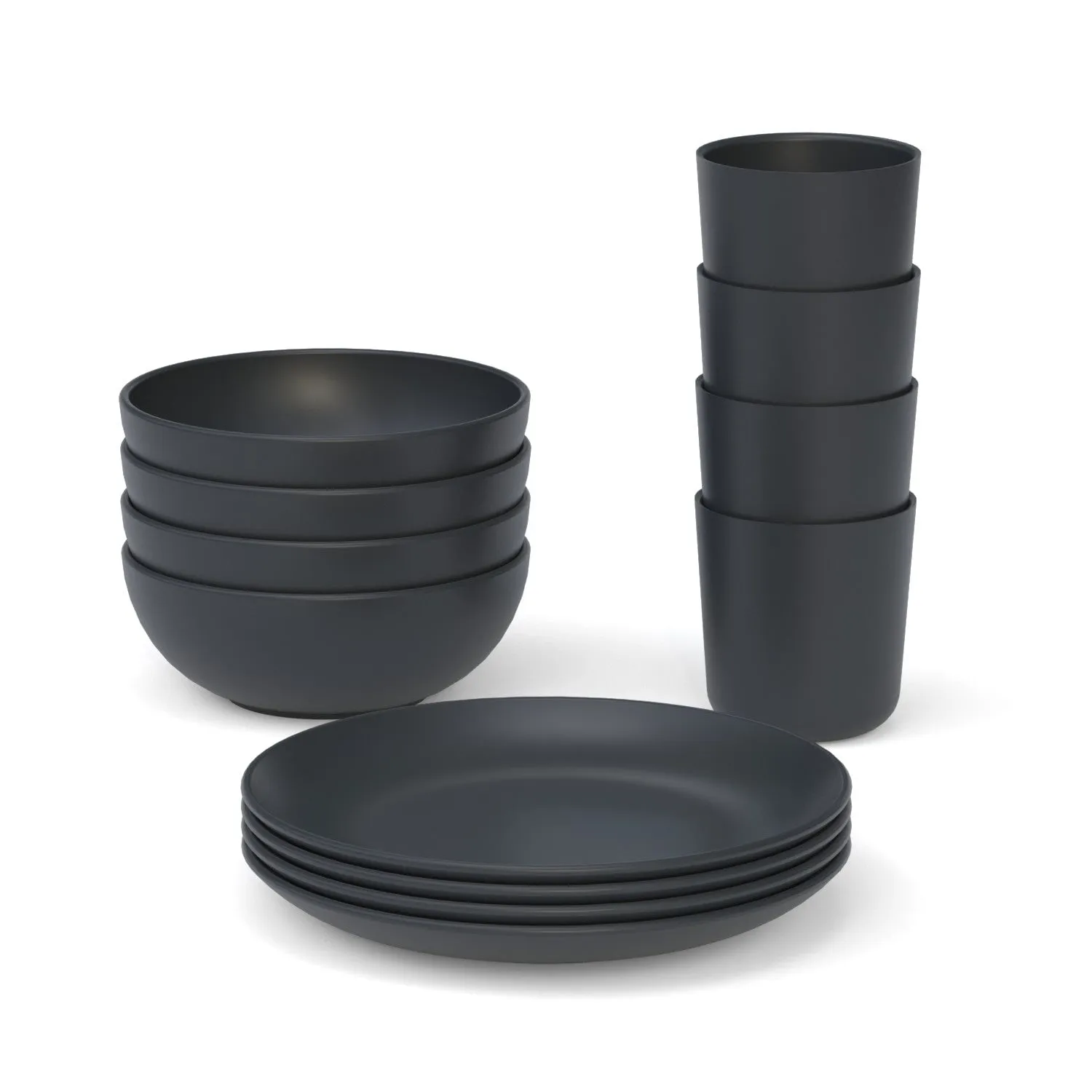 24 Oz Round Cereal Bowl Set Of 4 - Black