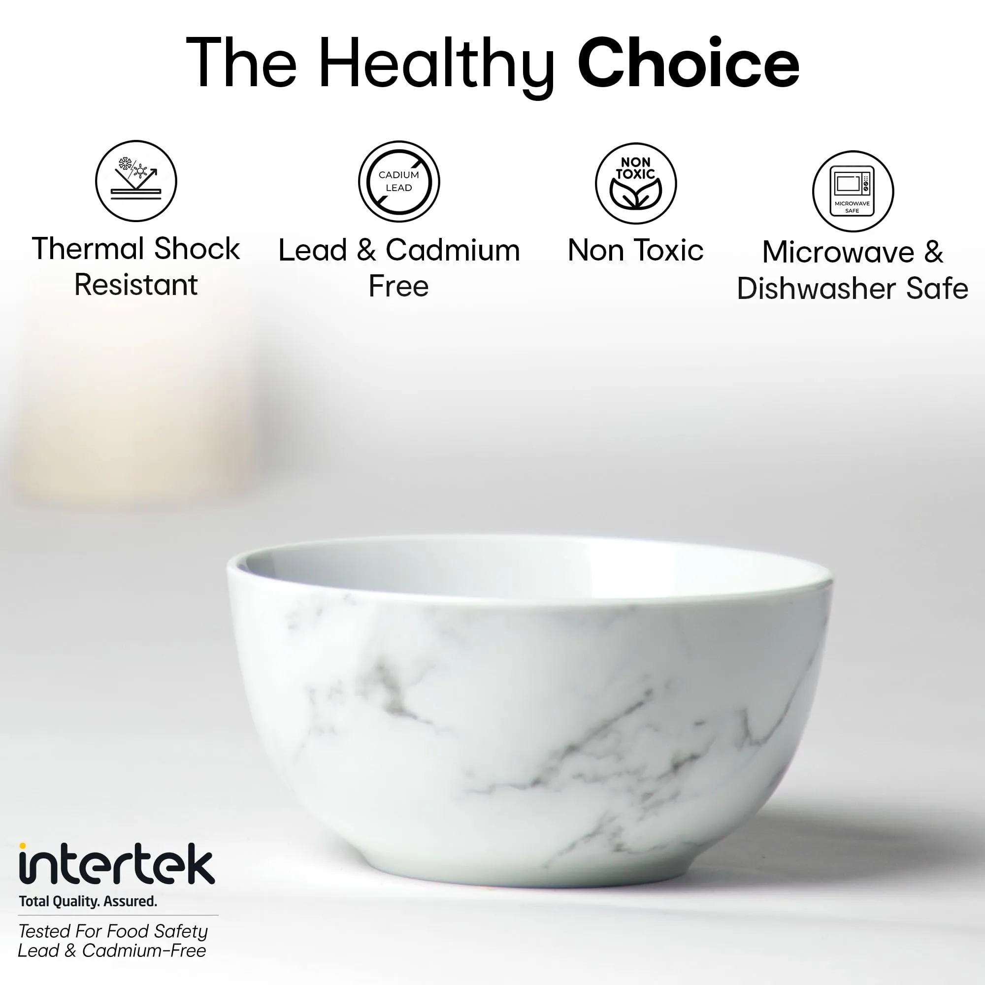 Anko 6" Marble Porcelain Bowls - Set of 2 | Premium Crockery for Dining Table Ideal for Serving Soup, Salad, Dessert | Designer Bowls for Home, Kitchen, Restaurant | 600mL, White