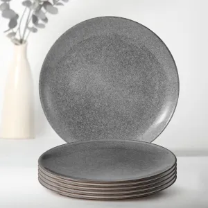 Anko Glazed Stoneware Dinner Plate - Set of 6 | Light-Weight Daily use Premium Crockery for Dining Table, Home, Restaurant, Gifting | Aesthetic Designer dinnerware Full Plates | 10", Grey