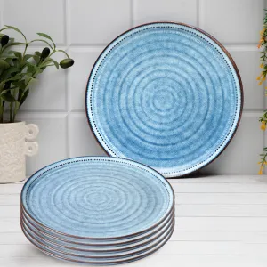 Anko Maison Stoneware Dinner Plate - Set of 6 | Light-Weight Daily use Premium Crockery for Dining Table, Home, Restaurant, Gifting | Aesthetic Designer dinnerware Full Plates | 11", Blue