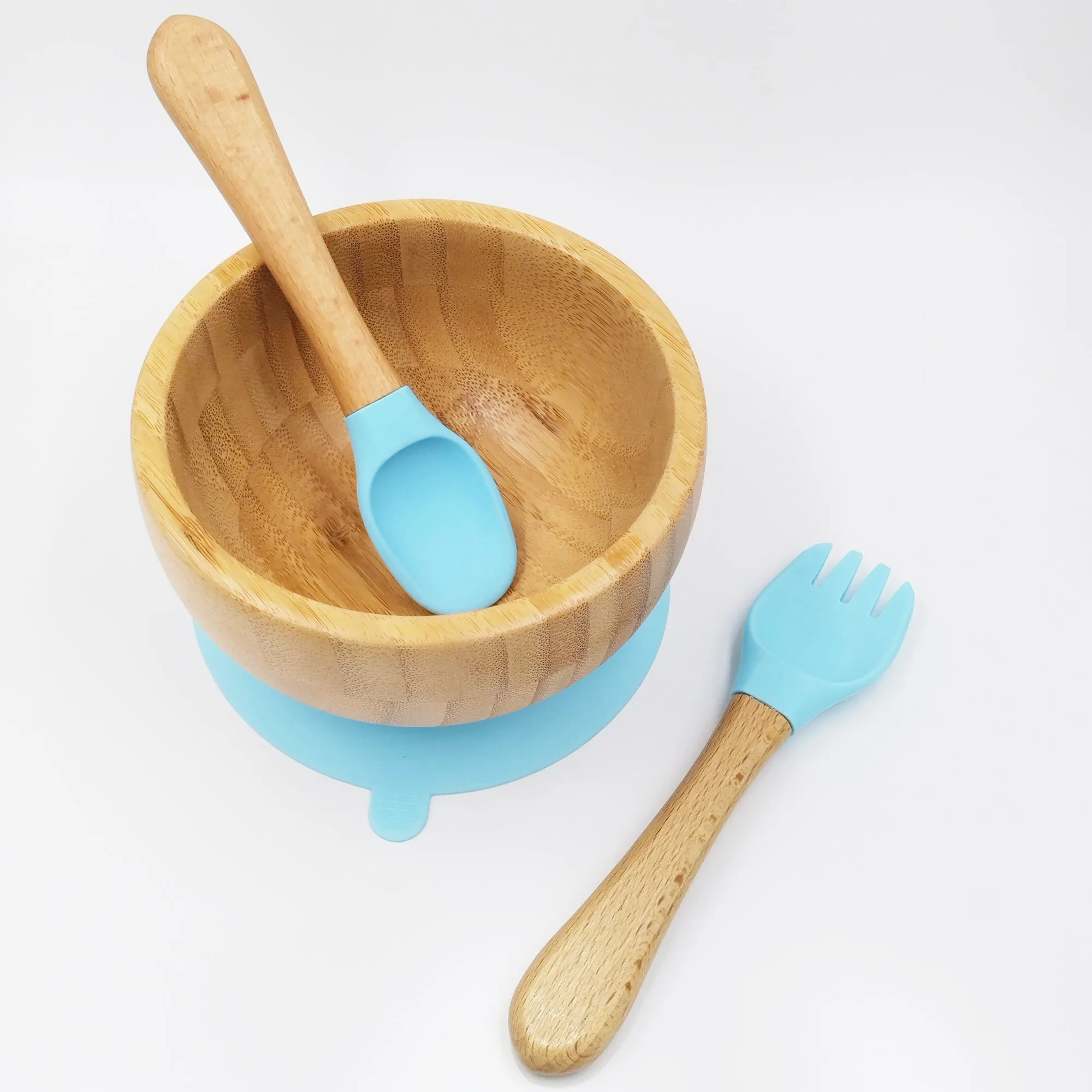 Bamboo Sky- Kradyl Kroft Bamboo Silicone Bowl & Spoon Set for Babies and Toddlers