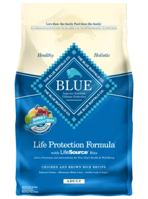 BLUE BUFFALO LIFE PROTECTION CHICKEN AND BROWN RICE DRY FOOD FOR ADULT DOGS