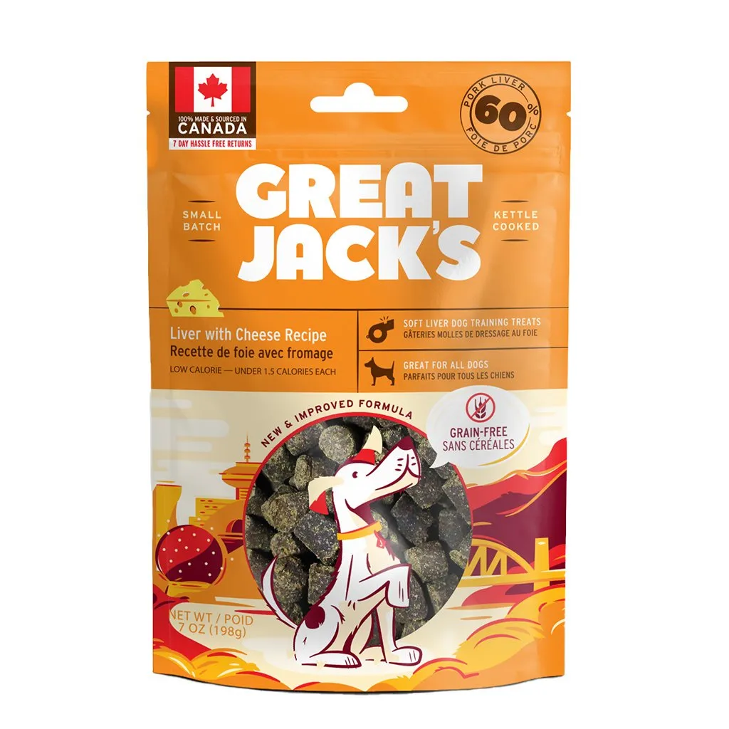 Canadian Jerky Great Jack’s Liver With Cheese Grain-Free Dog Treats 198g