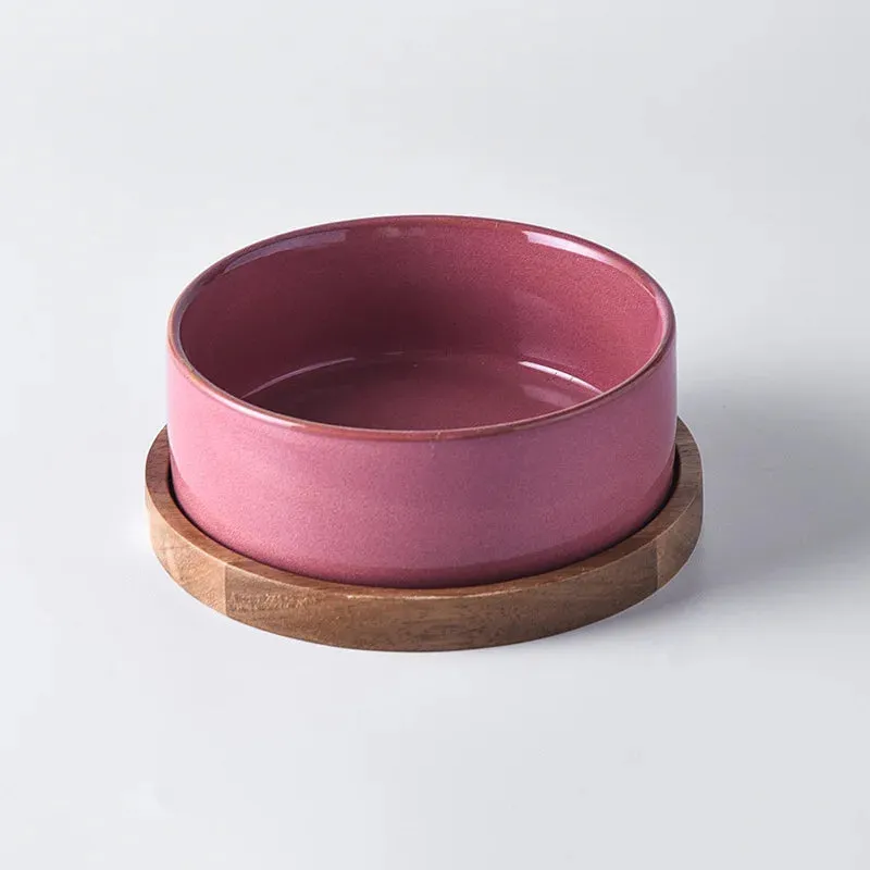 Ceramic Bowls w/ Wooden Tray