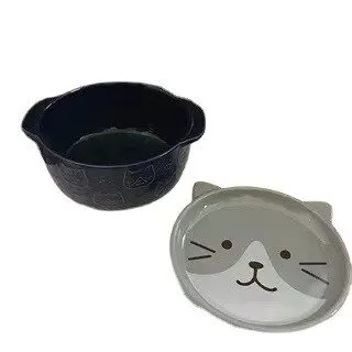 Cute Ceramic Cat Dog Noodle Bowls with Lid