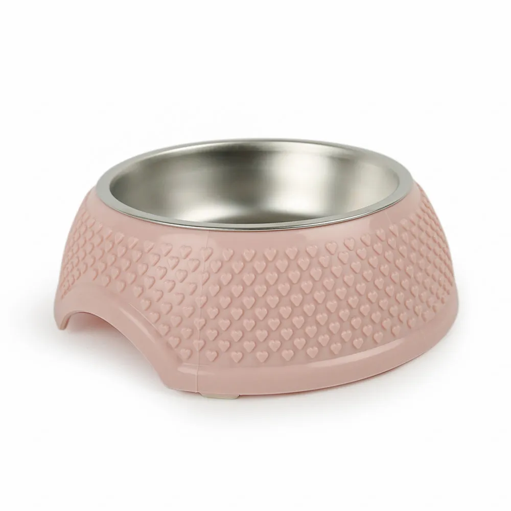 Dear Pet Wide Dog Bowl with Heart Pattern