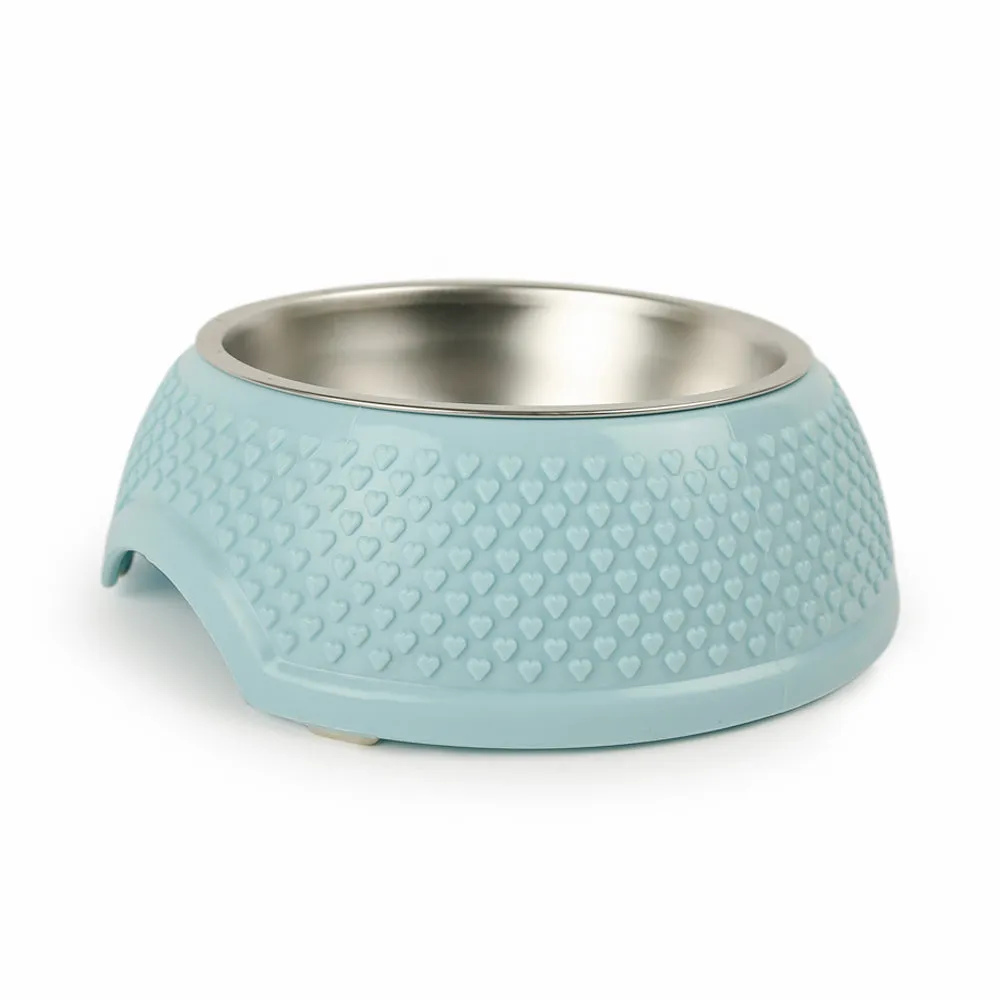 Dear Pet Wide Dog Bowl with Heart Pattern