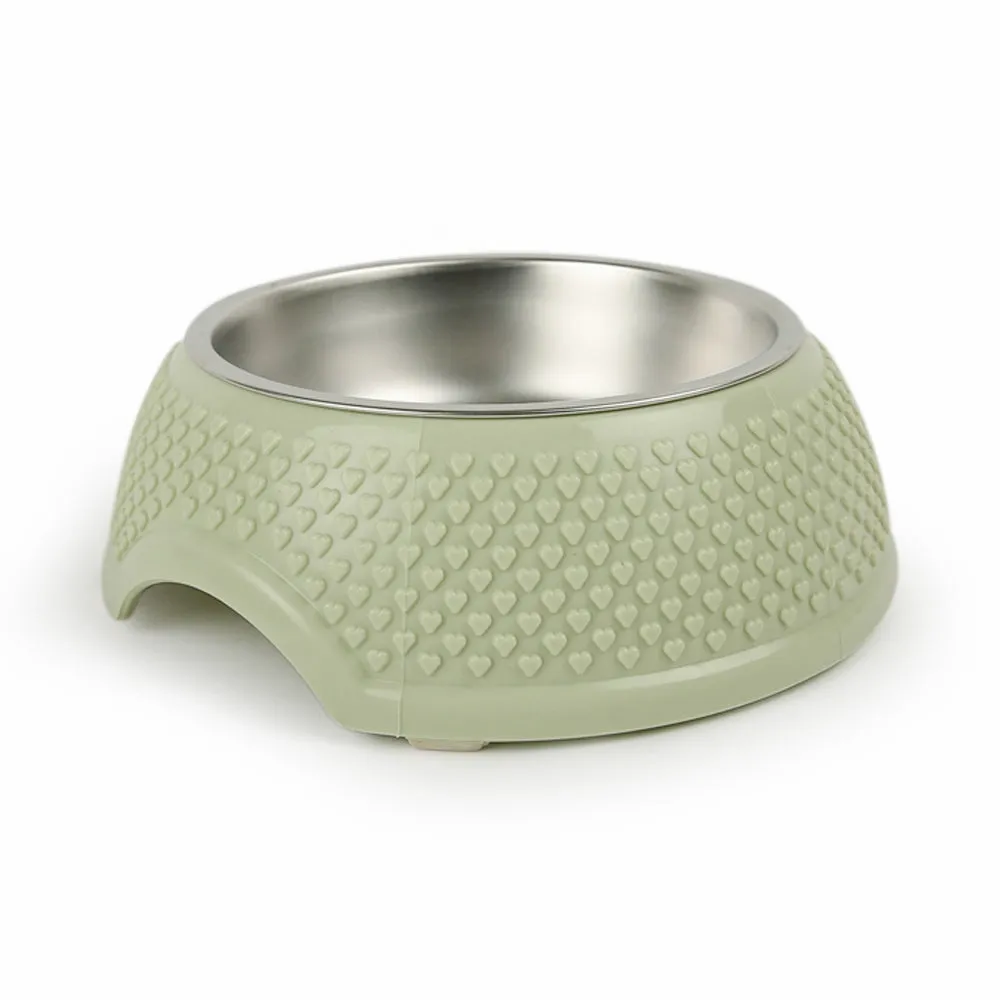 Dear Pet Wide Dog Bowl with Heart Pattern