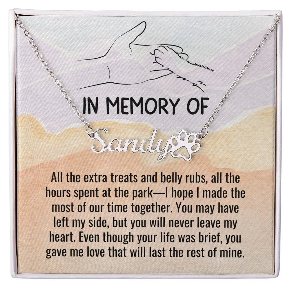 Dog Memorial Custom Name Necklace Jewelry, In Memory of, Loss of Dog, Pet Sympathy Gift