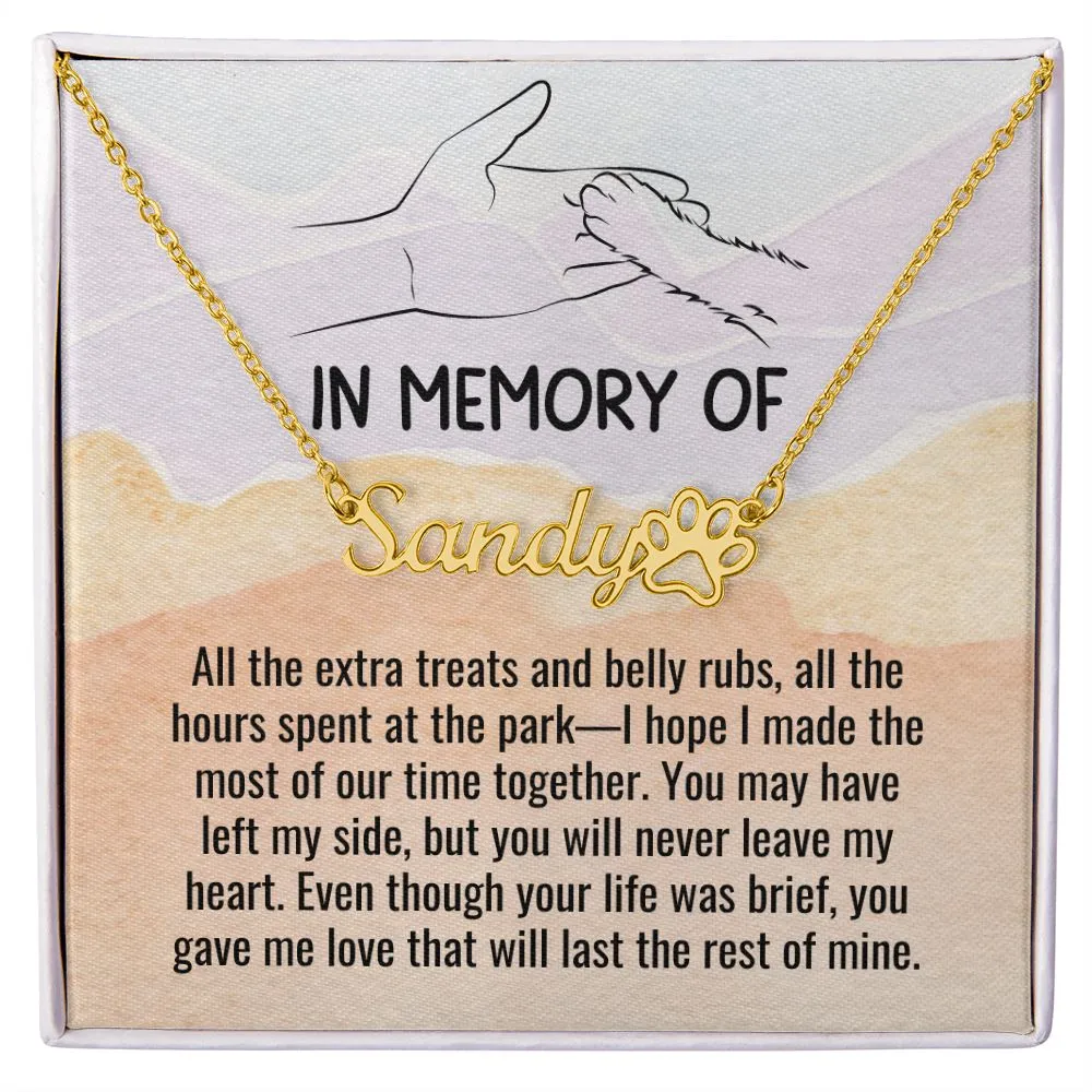 Dog Memorial Custom Name Necklace Jewelry, In Memory of, Loss of Dog, Pet Sympathy Gift