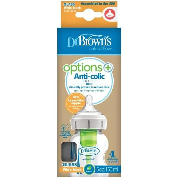 Dr. Brown's Option  Anti-Colic Glass Bottle - Wide Neck - Single Pack