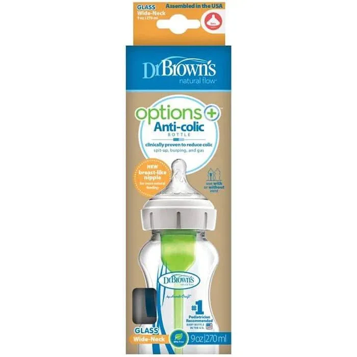 Dr. Brown's Option  Anti-Colic Glass Bottle - Wide Neck - Single Pack