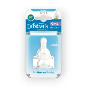 Dr. Brown's Original Narrow-Neck Nipple, Level 4 (9m ), Pack of 2