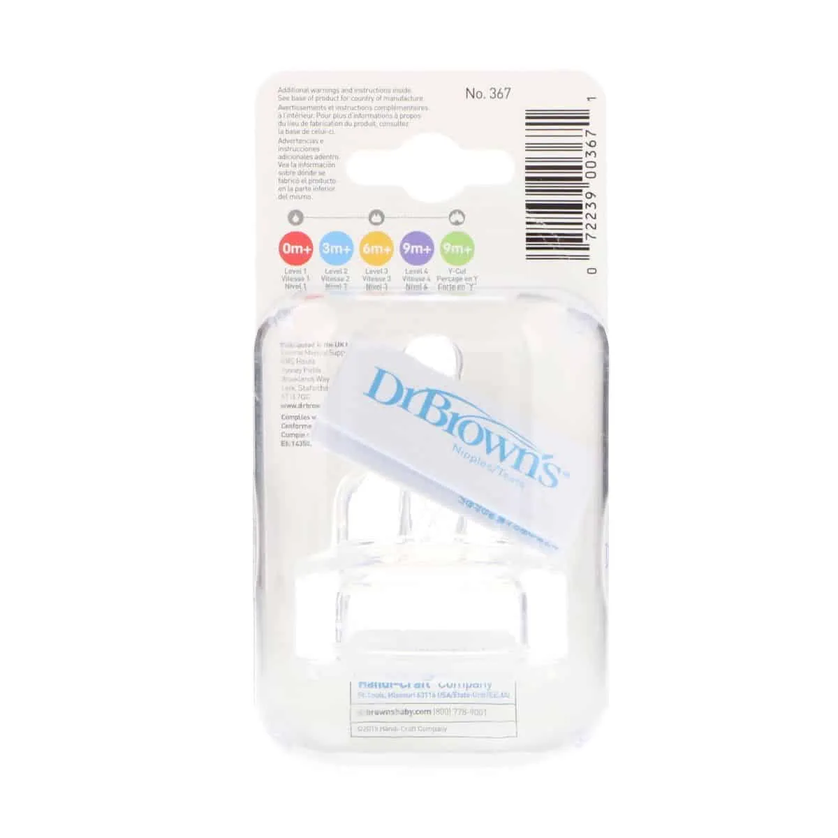 Dr. Brown's Original Narrow-Neck Nipple, Level 4 (9m ), Pack of 2