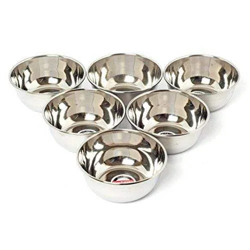 Embassy Vinod Vati / Rice Bowl, Size 4, 225 ml, 10.3 cms (Pack of 6, Stainless Steel)