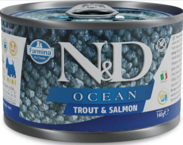 Farmina Natural & Delicious Ocean Trout & Salmon Canned Mini Adult Dog Food