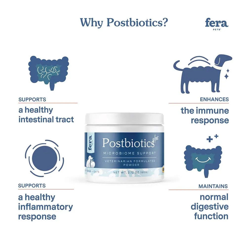 Fera Pets Organic Postbiotics Plus Supplement Powder For Cats & Dogs 2.12oz