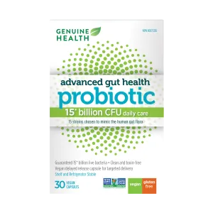 Genuine Health Advanced Gut Health Probiotic 15 Billion 30 Vegetarian Capsules