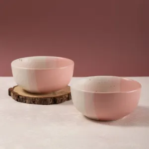 Handmade Ceramic Snack Bowls, Ramen Soup bowls, Serving Bowls, Set of 2, Pink Pearl