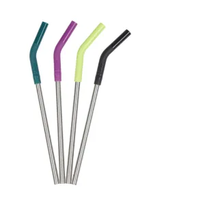 klean kanteen 8mm steel straw set multi-colored / brushed stainless 4pk