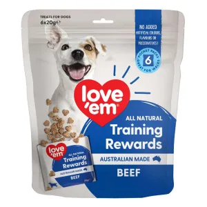 Love'em Pocket Training Rewards Beef Dog Treats 120g (6x20g)