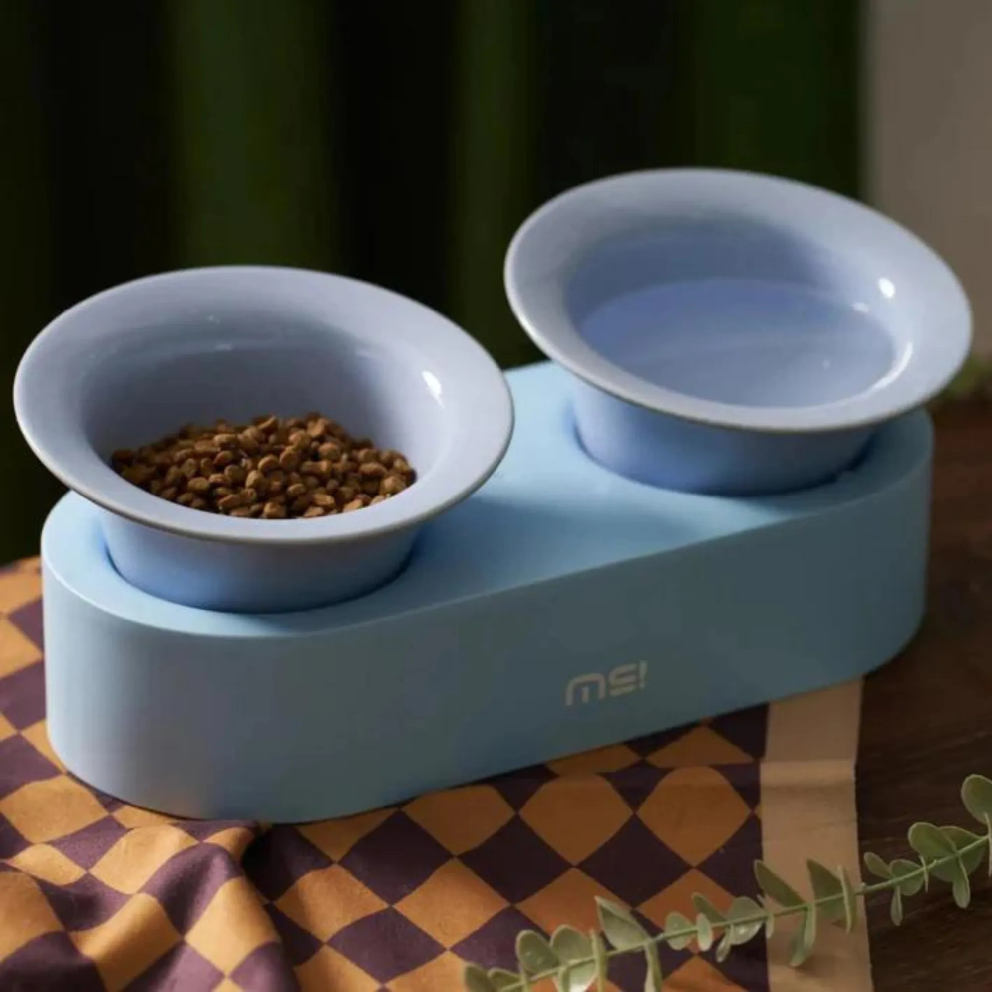 Makesure Jingle 2 in 1 Ceramic Pet Bowl Blue