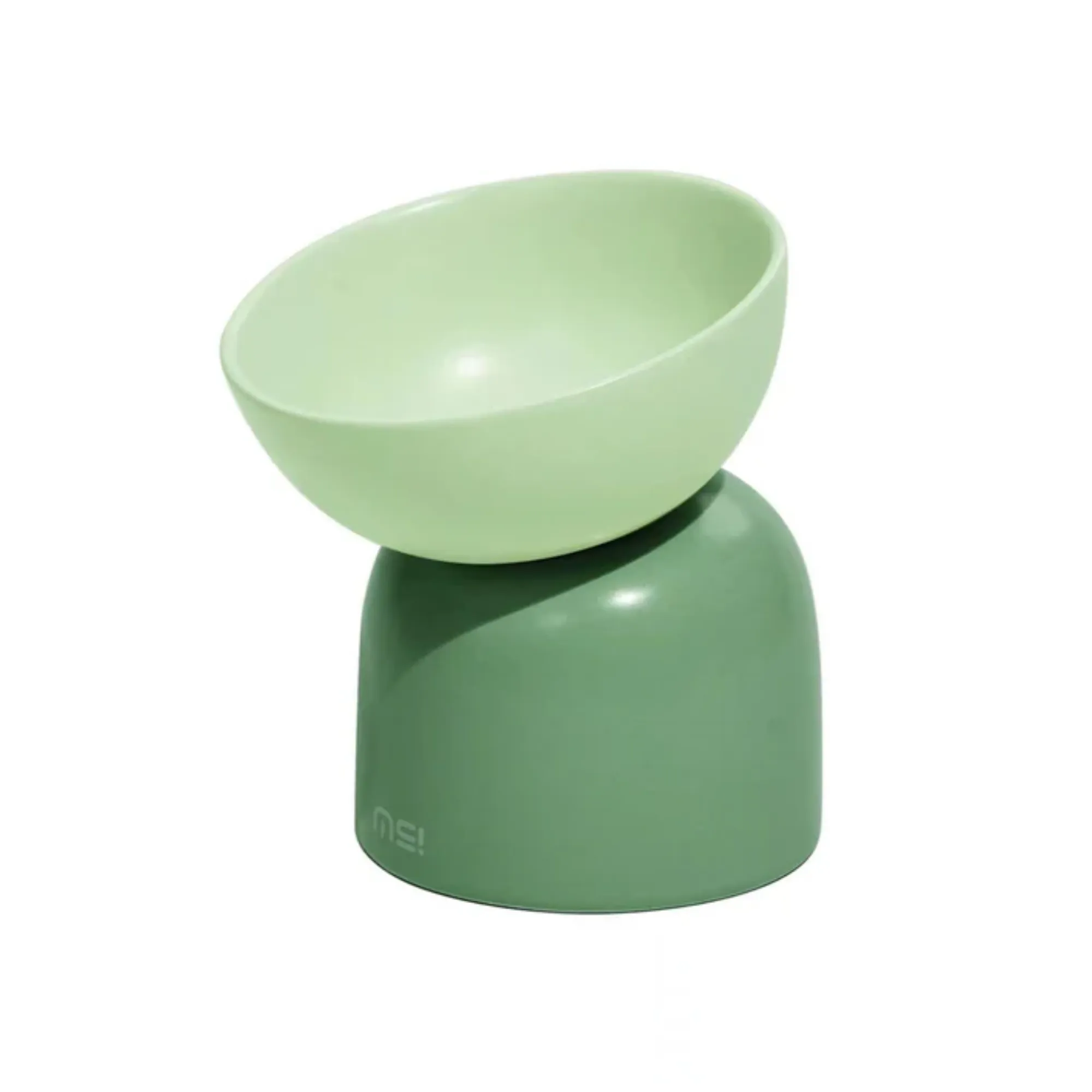 Makesure Sugar Bean Ceramic Double Pet Bowl Green