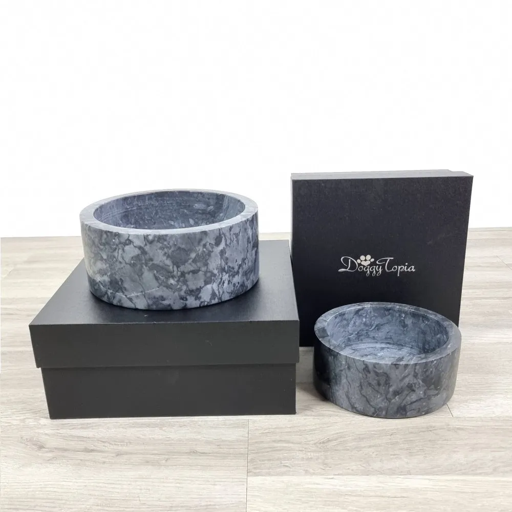 Marble Dog Bowl - Black