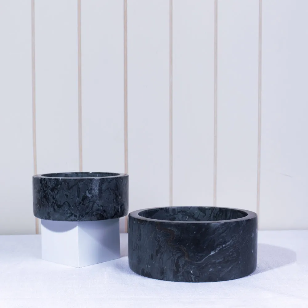 Marble Dog Bowl - Black