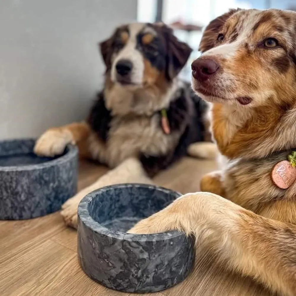 Marble Dog Bowl - Black