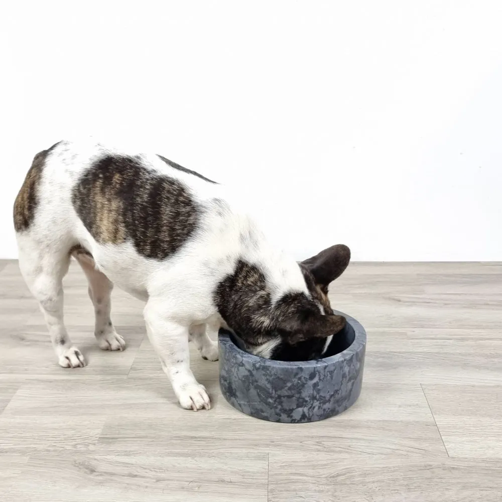 Marble Dog Bowl - Black