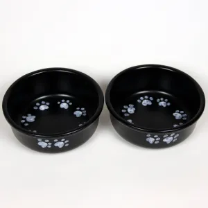 NEW! ROUND PRINTS LARGE SNOWY PAWS PET DISH SET by Emerson Creek Pottery Made in USA Set, Large Pet2695R