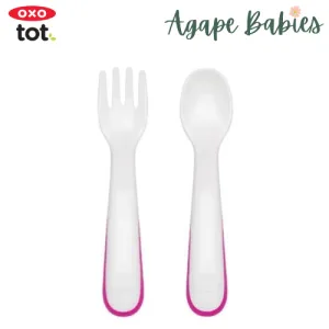 OXO Tot On-The-Go Plastic Fork & Spoon Set With Travel Case - Pink