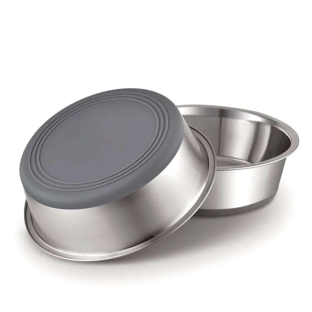 PEGGY11 - Stainless Steel Metal Dog Bowls, Nonslip Rubber Bottom, Dishwasher Safe, Easy to Clean - 2 Pack - Each Holds 3.8 US Cup