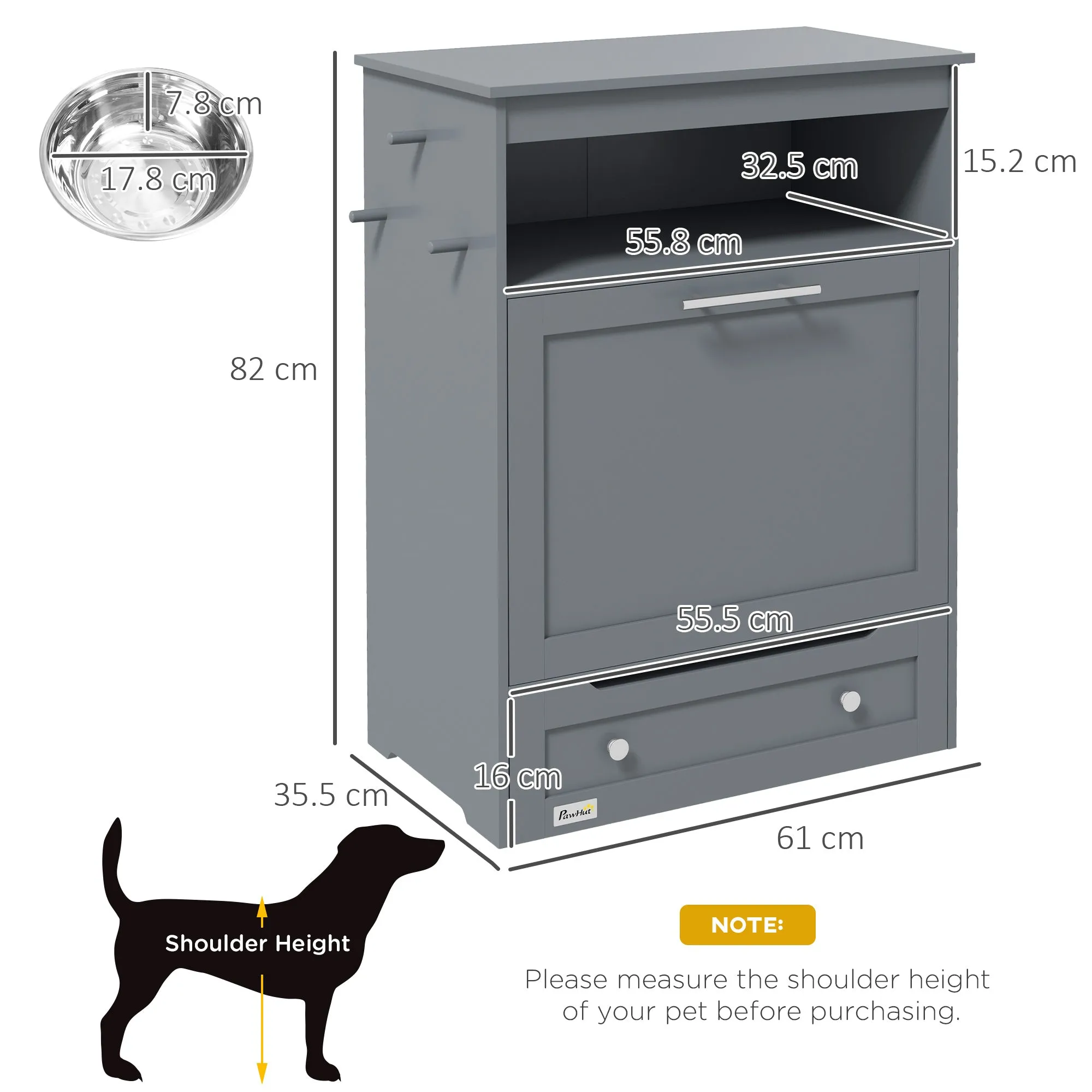 Pet Feeder Station, Dog Cat Food Storage Feeding Station, Food Cabinet