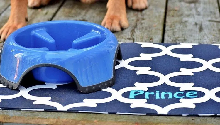 Quatrefoil Dog Bowl Placemats with Personalization