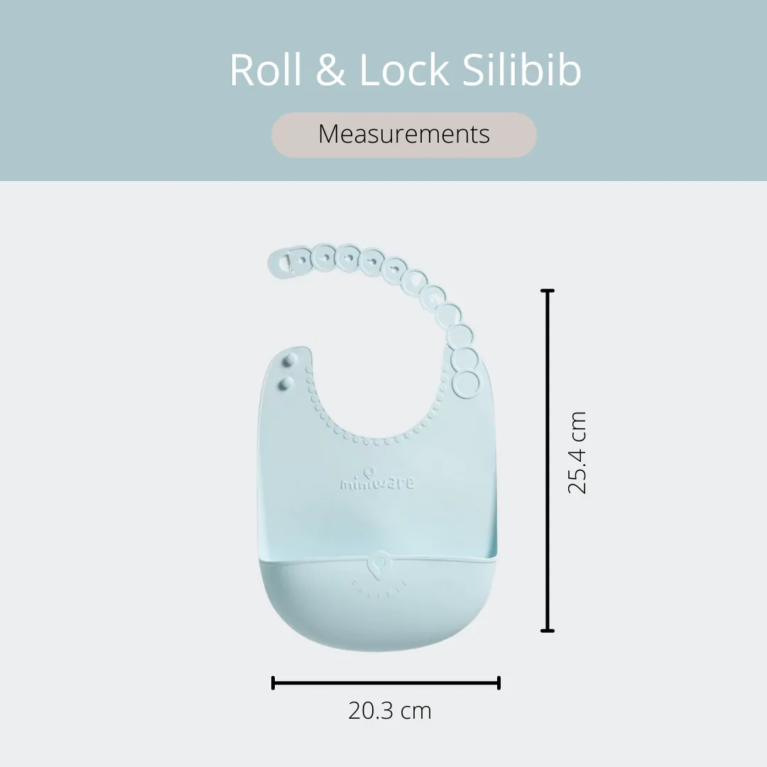 Roll and Lock Silicone Bib Aqua